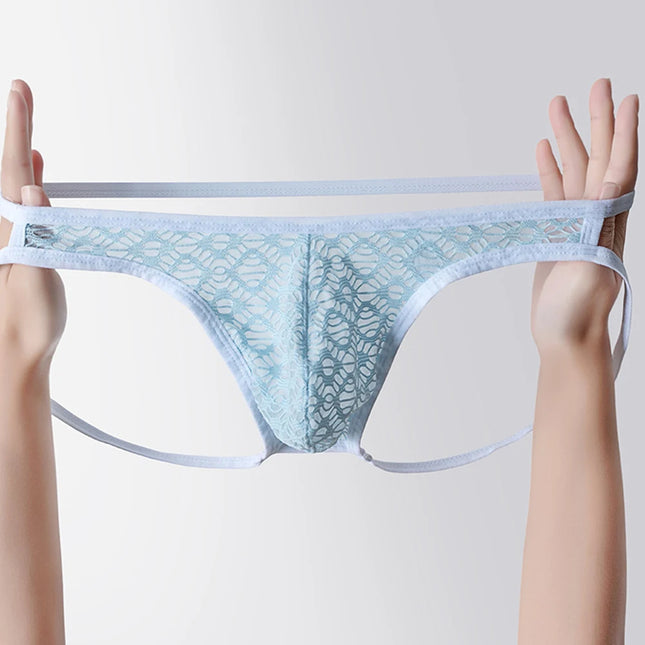 Men G-Strings See Through Men's Underpants Pouch Underwear Hollow Lace Thongs Low Rise Unisex Panties Hollow Out Men's Clothing