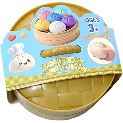 NEW Realistic Giant Dumpling Squishes Squeeze Toy with Steamer Soft TPR Dough Ball Decompression Fidget Toy Funny Creative Gift