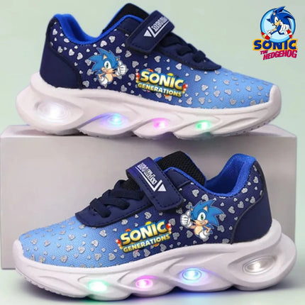 Anime Sonic LED Shoes 2-8 yo Tennis Shoes Cool Sonic Luminous Shoes SEGA Sonic Lighted Shoes Pupil Sport Shoes Size 21-30
