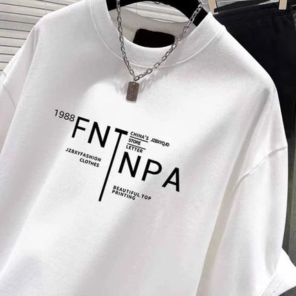 Women Clothing Fashion All-match 100 Cotton Top Summer Casual Loose Short Sleeve Tshirt Office Lady Chic Letter Print Basic Tees