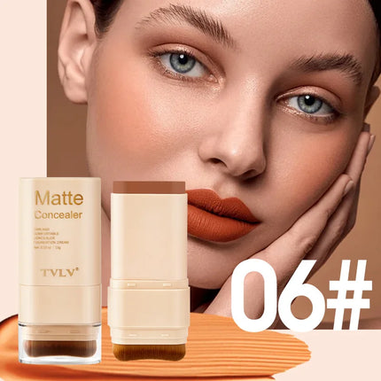 15g 2-in-1 foundation eraser double-ended concealer stick with brush head waterproof, natural makeup, long-lasting cream texture