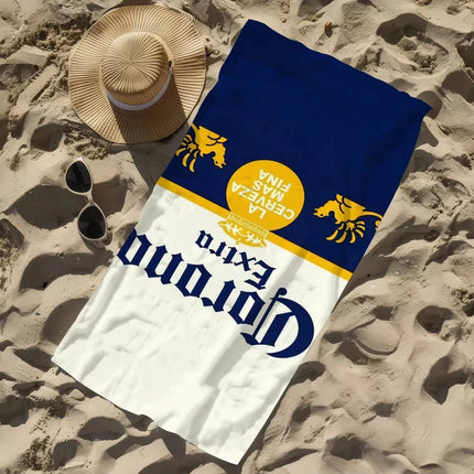 1pc Corona Extra Beer Beach Towel Single Sided 2D Print Soft Absorbent Microfiber for Pool Beach Summer Party Vacation Vibe