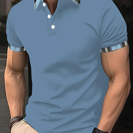 Summer Men's Golf Striped Pattern Polo Short-sleeved Polo Shirt Collar Shirt Business Casual Outdoor 3d Printed Geometric Polo