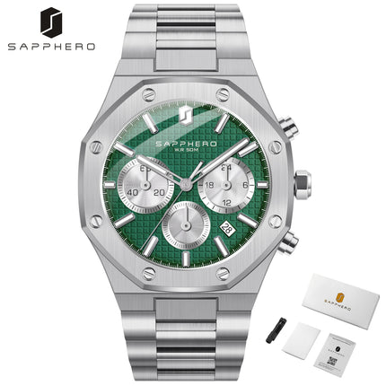 SAPPHERO Tough Men's Watch Business Style Stainless Steel Watch Waterproof Design Date Display Accurate Timer Excellent Gifts