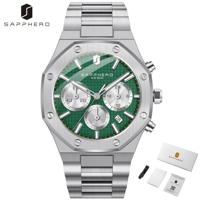 SAPPHERO Tough Men's Watch Business Style Stainless Steel Watch Waterproof Design Date Display Accurate Timer Excellent Gifts