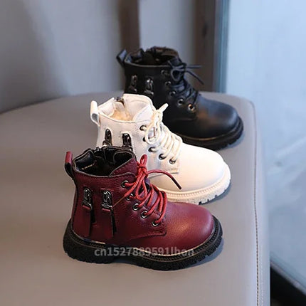 2025 Spring Autumn Winter Ankle Boots Light Girl Platform Shoes Burgundy Beige Black Boys Short Boots Super Cozy Shoes