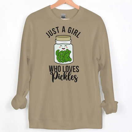 Fun Pickle Print Sweatshirt "Just A Girl Who Loves Pickles/Tickle My Pickle" Crewneck Streetwear Women Men Couple Y2K Pullover
