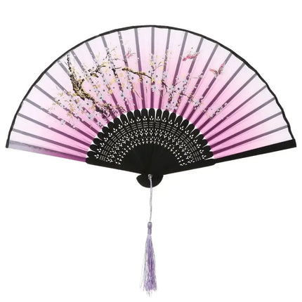 Retro Flower Pattern Home Decoration Elegent Bamboo Folding Fan Chinese Style Painting Handheld Fan Dance Performance Props