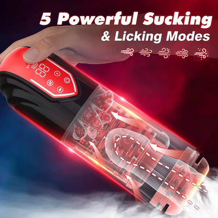 Electric Male Masturbator Stroker Telescopic 9  Rotation Artificial Vagina Tongue Licking Machines Pocket Pussy Sex Toys for Men