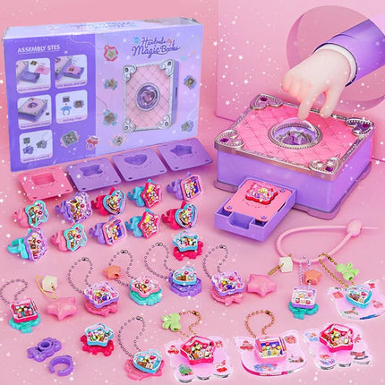 Chriyungel DIY Jewelry Making Kit for Girls 3D Magic Bracelets Rings Keychains Creative Craft Box Set Xmas Birthday Gift for Kid