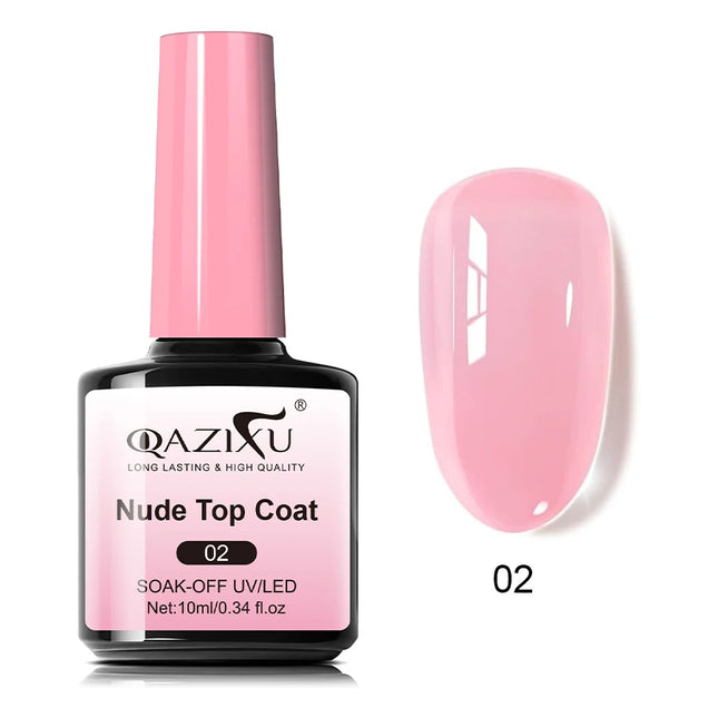10ml Soak Off Nude Pink Top Coat for Nails UV Gel Polish Semi Permanent Functional Manicure Top Coat Nail Art Design Tool