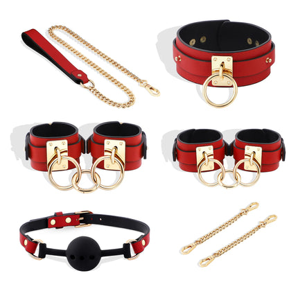 Leather Red Handcuff Anklecuffs Bondage BDSM Goth Red PU Leather Bracelet Cuff Adult Erotic Sex Toys for Couple Sexy Adult Games