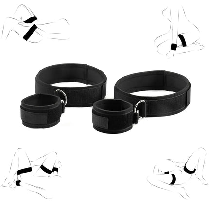 18+ Couple BDSM Bondage Kit - Soft Adjustable Wrist & Thigh Cuffs, Beginner-Safe Restraints Toy for Women Adult Supplies