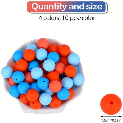 40/80PCS 15mm silicone bead combination set, perfect for DIY handmade crafts such as keychains, necklaces, bracelets, etc.