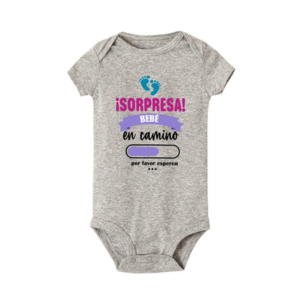 Surprise Baby on The Way Please Wait Printed Baby Jumpsuit Pregnancy Announcement Clothes Newborn Short Sleeve Bodysuit Romper