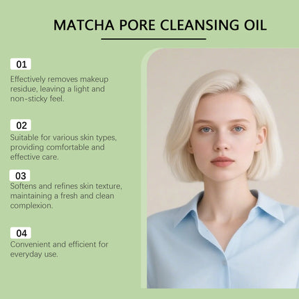 Matcha Cleansing Oil - Gentle Daily Cleanser for Moisturizing and Caring for Facial Skin, Refreshing Face Care Oil