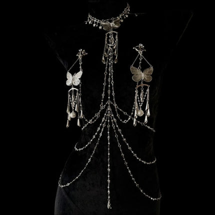 Luxury Butterfly Nipple Clips Seductive Rhinestone Body Chain Premium Collar Anal Plug Vaginal Clamp Erotic Accessories Sex Toys