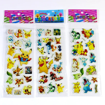 12pcs Pokemon Pikachu 3D Sticker Cartoon Tattoo Paster Sticker Customizable Puffy Bubble Stickers Birthday Party Supplies Gift