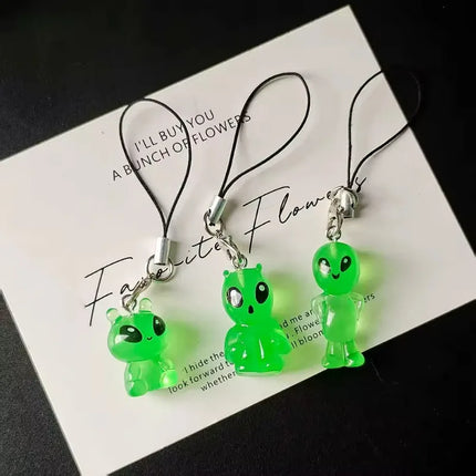 1/3pcs Luminous Alien Keychain Glow in The Dark for Phone Strap Backpack Bag Charms Funny Pendants for Women Men DIY Decoration