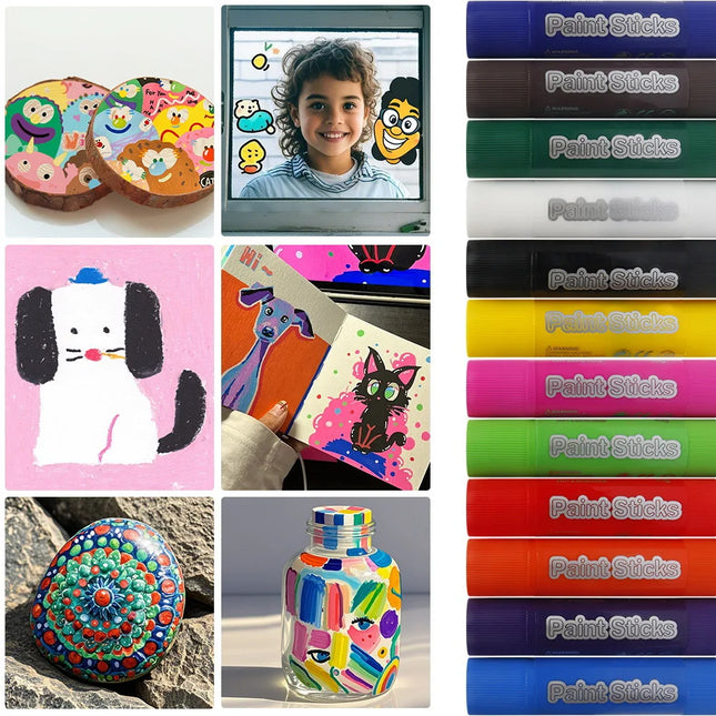 Water soluble children's crayons, quick drying and non dirty hands, 12 color boxed art painting, graffiti, hand drawn brushes