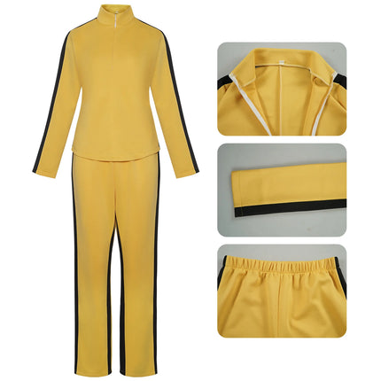 Kill Bill The Bride Beatrix Kiddo Cosplay Costume Yellow Kung Fu Jumpsuit Women Tracksuit Halloween Carnival Mardi Gras Costumes