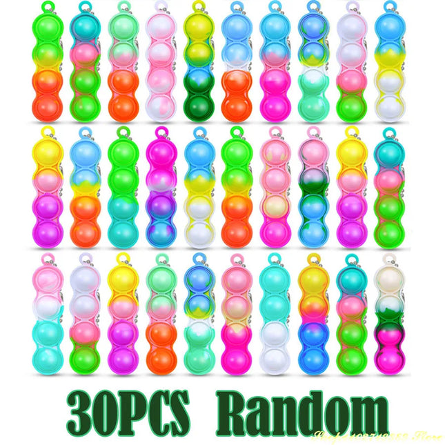 10/30/80PCS for Kids Adult Bulk Pop Keychain Sensory Fidget Toys Bubble Stress Relief Toys Party Favors Classroom Students Gifts