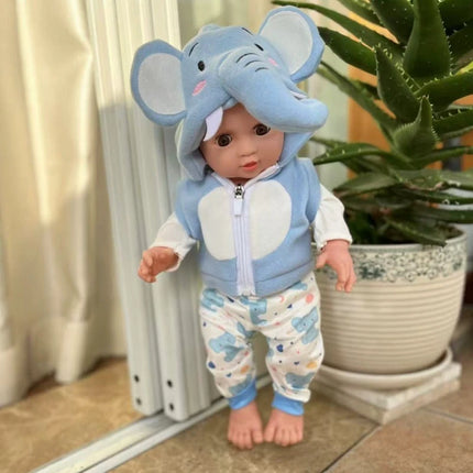 18 Inch Reborn Doll Clothes Set Cute Cat Elephant Panda Hooded Outfit Bodysuit Pants Hat Shoes Soft Plush Doll Accessories Gifts
