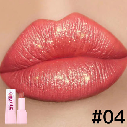 USHAS New Pearlescent & Matte Lipstick Long-Lasting Transfer-Proof Waterproof Non-Stick Cup Formula