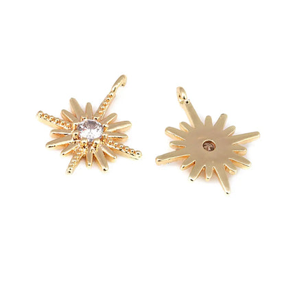 18K Gold Color Brass  Zircon Star Charms Pendants Jewelry Necklaces Earrings Bracelets Making Supplies Diy Findings Accessories