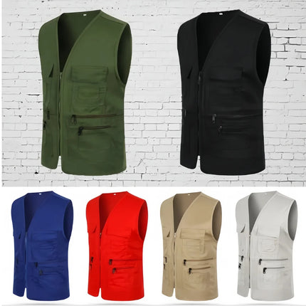 Men's Multi Pocket Tank Top Summer Men American Tactical Hiking Fishing Photography Director Mesh Sleeveless Outdoor Jacket Vest