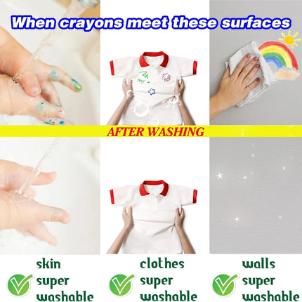 Super Washable Jumbo Crayons Bulk 12 Pack 10 Bright Colors Non Toxic Easy Grip for Toddlers 1-3 & Kids Ages 4-8 Safe Art Supplies for Coloring Books & School Projects