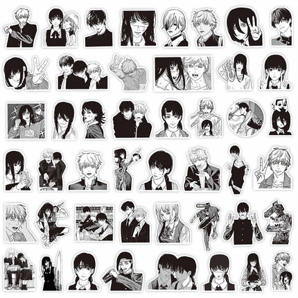 10/30/75pcs Chainsaw Man Anime Stickers Cool Black White Manga Graffiti Sticker Decoration Laptop Water Bottle Phone Decals Gift