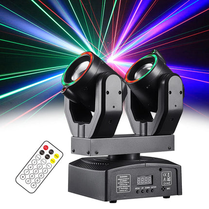 Mini Double Head Moving Head Beam Light With Aperture Remote Control DMX512 DJ Disco Bar Christmas Birthday Party Effect Light