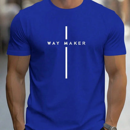 Summer men's casual sports loose oversized simple letter pattern printed round neck short sleeved T-shirt top