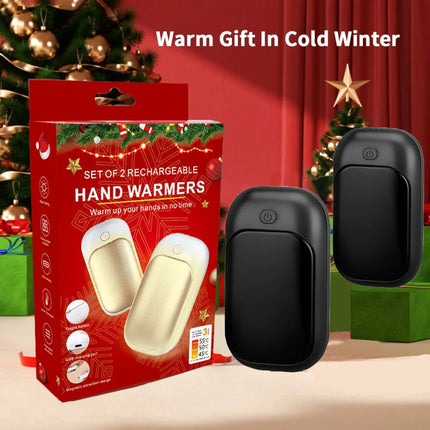 Magnetic rechargeable hand warmer 2-piece set, portable handheld heater, men's technology gift, essential for winter