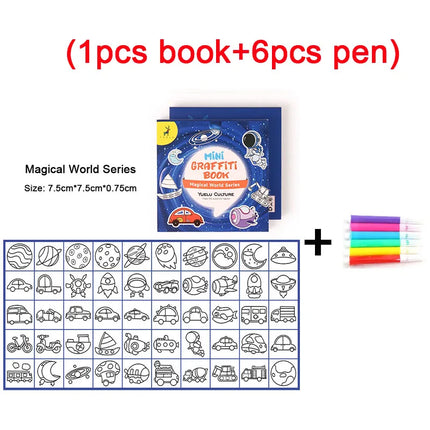 50Sheets/Pcs Mini Graffiti Notebook for Kids Cartoon Ocean Animal Food Party Space Color Filling Books Children Drawing Picture