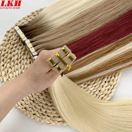 Tape In 100% Real Remy Human Hair Brazilian Human Hair Straight Extensions Skin Weft Adhesive Glue On Salon Quality for Woman
