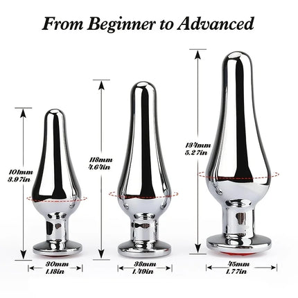 Tapered Anal Plug Anal Trainer Kit, Metal Jeweled, Fetish Jewelry Butt Plug Anal, Sex Toys Women Men Couples Lover