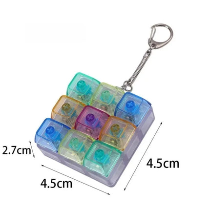 1PCS 9 Keys Keyboard Keychain Stress-Relief Toys Mechanical Button for People with Anxiety Office Desk Accessory