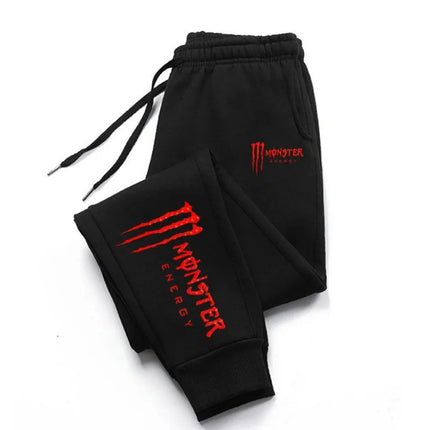 Monster Energy Letter Print Multi-functional Drawstring Casual Pants Men's Loose Fit Straight-Leg Sports Pants