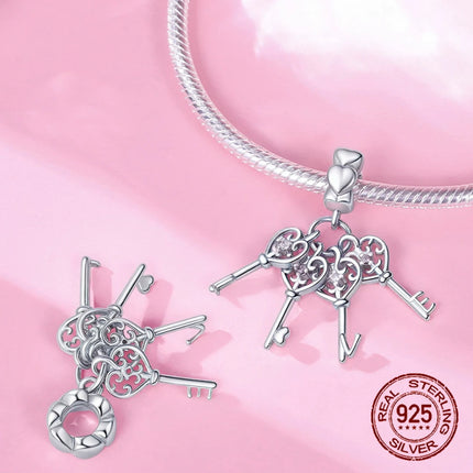 Hot Sale Charms Beads 925 Sterling Silver Solid Color Letter Family Forever Tree of Life Zircon Beads Fit DIY Bracelets Jewelry
