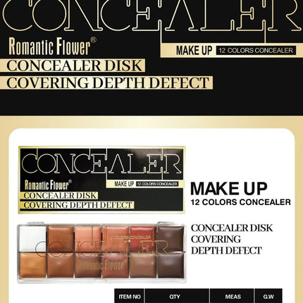 12 Color Concealer Palette Nude Contour Concealer Dark Skin Waterproof Full Coverage Foundation Makeup  Cover Face Foundation