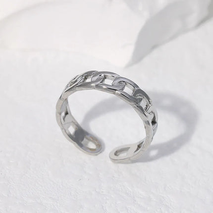 CARLIDANA Stainless Steel Silver Color Open Irregular Circle Finger Rings Titanium Steel Personalized Geometric Open Ring Women