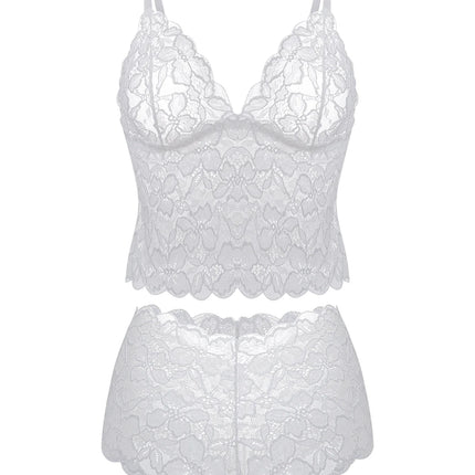 Sexy Sheer Floral Lace Bra Set for Women Wireless Unpadded Bralette Panty Romantic Comfortable Underwear Daily Date Night Gift