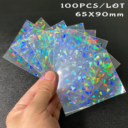 100pcs/Lot Heart-shaped Foil Laser Top Loading TCG Card Sleeves YGO Board Game  Photo Protector Trading Cards Shield Cover