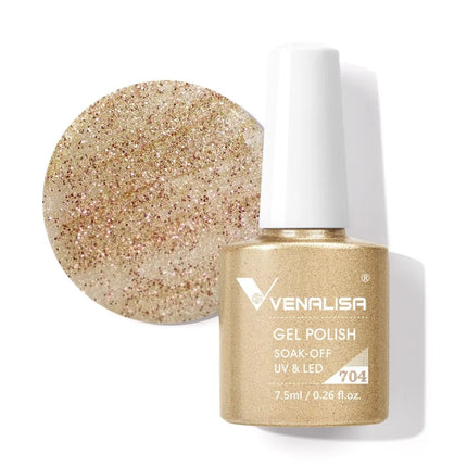 Venalisa 7.5ml Gel Nail Polish, White Cap, Glass Formula, No Wipe Top Coat, UV LED Soak-Off Glitter Color Nail Lacquer
