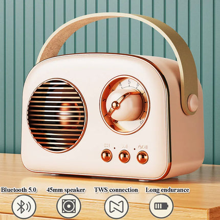 Mini Vintage Bluetooth Speaker Wireless Hifi Sound Bluetooth Soundbar Handsfree Call MP3 Music Player Support TF Card USB AUX