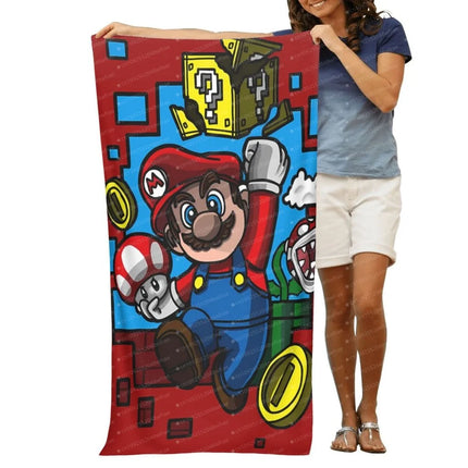 Super Mario Printed Pattern Microfiber Printed Beach Towel Yoga Beach Swimming Running Absorbent Beach Towel