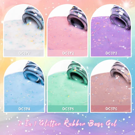 2 In 1 Macaron Color Glitter Rubber Base Gel Nail Polish Semi Permanent Soak off Self Leveling UV LED Gel Varnish Nail Supplies