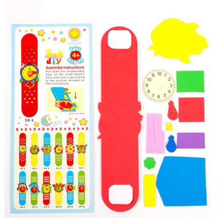 2/4/6PCS 3D EVA Foam Watch Kids DIY Art Craft Toys Cartoon Animal Clock Bracelet Handmade Material Kits For Children Boys Girls